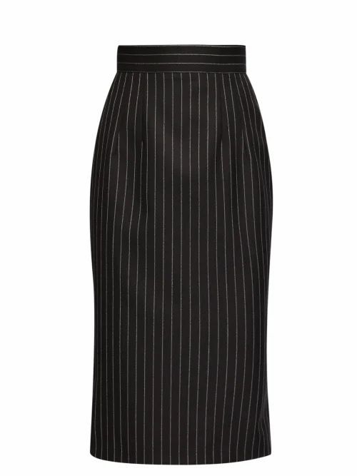 Dolce & Gabbana - Pinstriped Wool-blend Pencil Skirt - Womens - Grey Multi