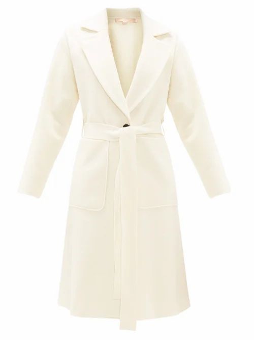 Brock Collection - Belted Single-breasted Bouclé-wool Coat - Womens - Ivory