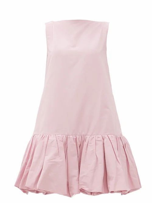 Valentino - Gathered-hem Cotton-blend Faille Mini Dress - Womens - Light Pink