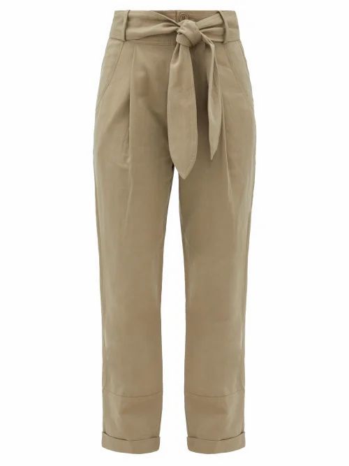 Apiece Apart - Bendita Belted Linen-blend Twill Trousers - Womens - Khaki