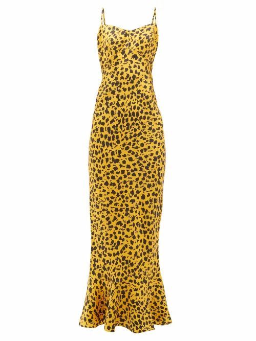 Saloni - Mimi B Leopard-print Fluted-hem Silk Slip Dress - Womens - Leopard