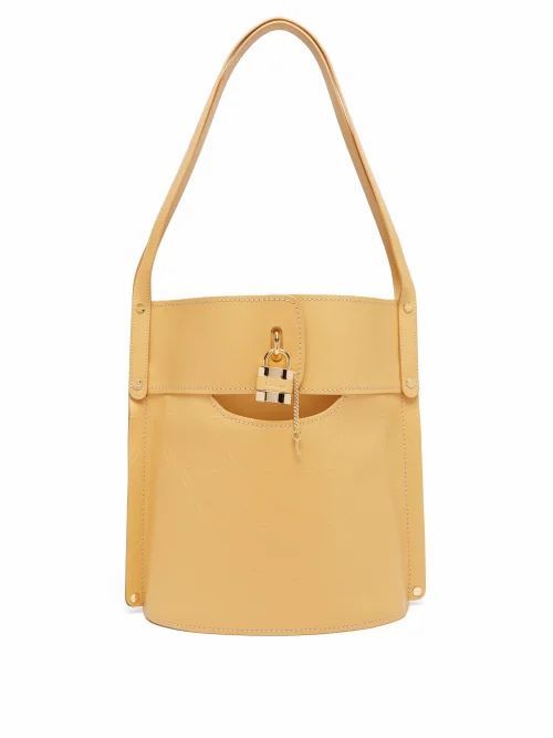 Chloé - Aby Large Logo-embossed Leather Bucket Bag - Womens - Beige