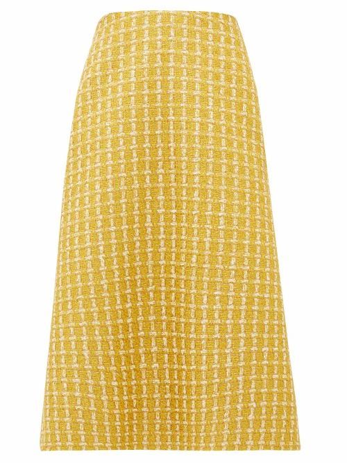 Balenciaga - A-line Wool-blend Lamé-tweed Skirt - Womens - Yellow