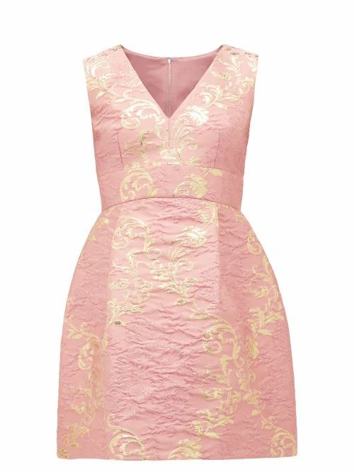 Dolce & Gabbana - Floral-brocade Mini Dress - Womens - Pink Multi
