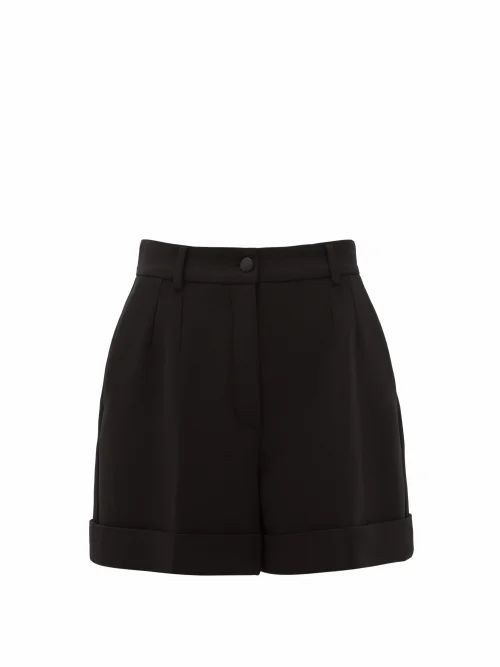 Dolce & Gabbana - High-rise Virgin Wool-blend Crépe Shorts - Womens - Black