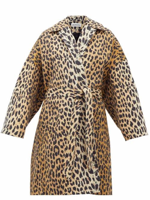 Balenciaga - Belted Leopard-print Canvas Coat - Womens - Leopard