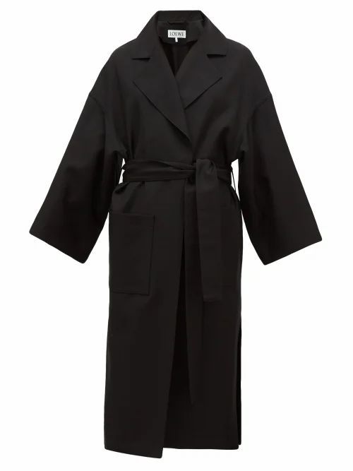Loewe - Oversized Belted Wool Coat - Womens - Black