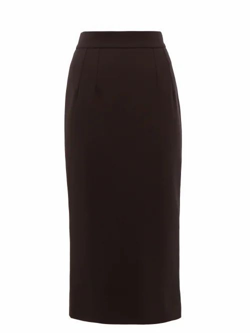 Dolce & Gabbana - High-rise Wool-blend Pencil Skirt - Womens - Black