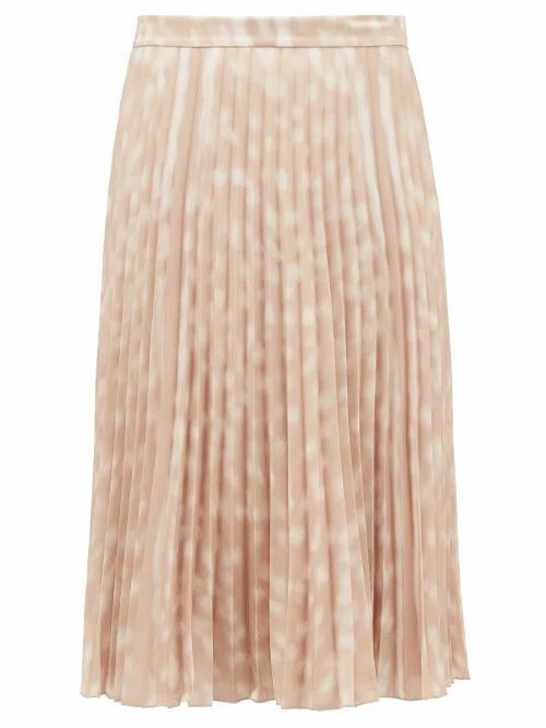 Burberry - Rorsby Pleated Bambi-print Crepe Skirt - Womens - Beige
