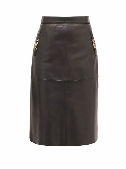 Gucci - GG-horsebit Leather Skirt - Womens - Black
