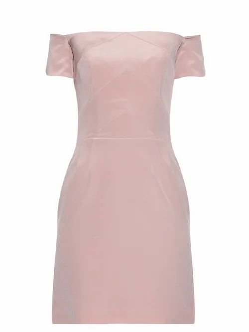 Off-the-shoulder Silk Dress - Womens - Pink