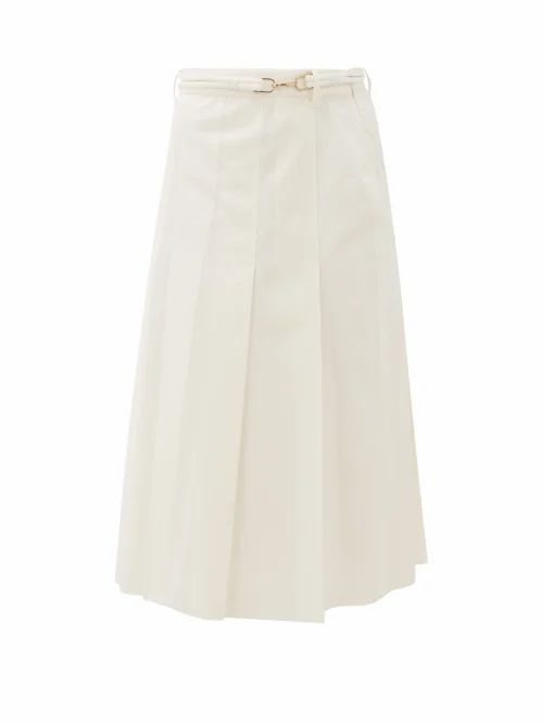 Gabriela Hearst - Herbert Pleated Cotton-twill Skirt - Womens - White