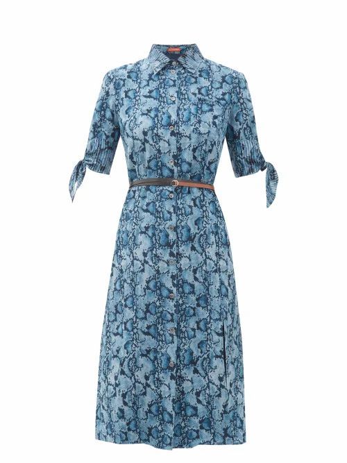 Altuzarra - Narcissa Python-print Silk-crepe Dress - Womens - Blue