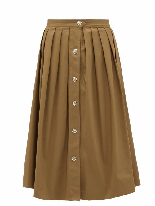 Giuliva Heritage Collection - Giovanna Cotton-blend Twill Skirt - Womens - Brown