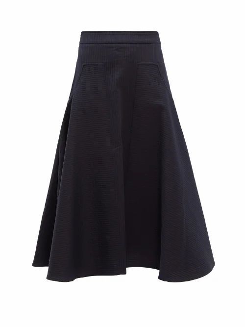 Palmer//harding - Manon Stripe-jacquard Cotton-blend A-line Skirt - Womens - Navy