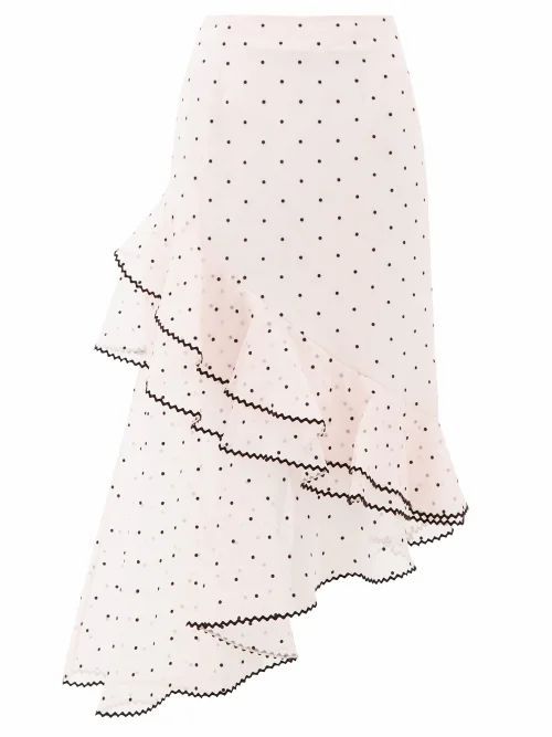 Antoinette Polka-dot Ruffled Silk-blend Skirt - Womens - Light Pink