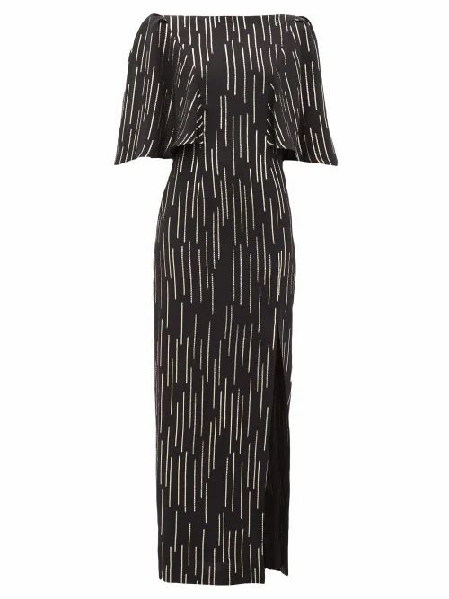 Taylor Lamé-striped Silk-blend Dress - Womens - Black Gold