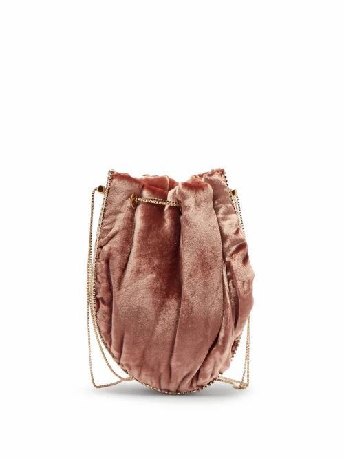 Rosantica - Istanbul Crystal-embellished Velvet Shoulder Bag - Womens - Pink Multi