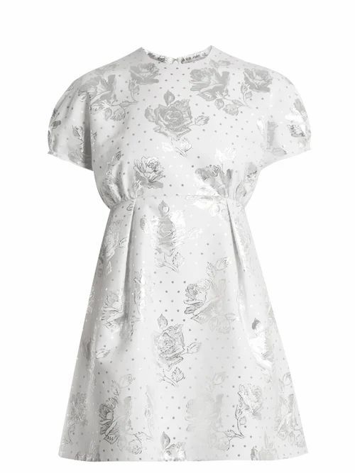 Emilia Wickstead - Arielle Floral-jacquard Mini Dress - Womens - White Silver