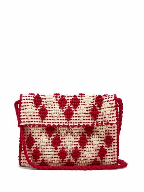 Antonello Tedde - Suni Rombetti Cotton Cross-body Bag - Womens - Red White