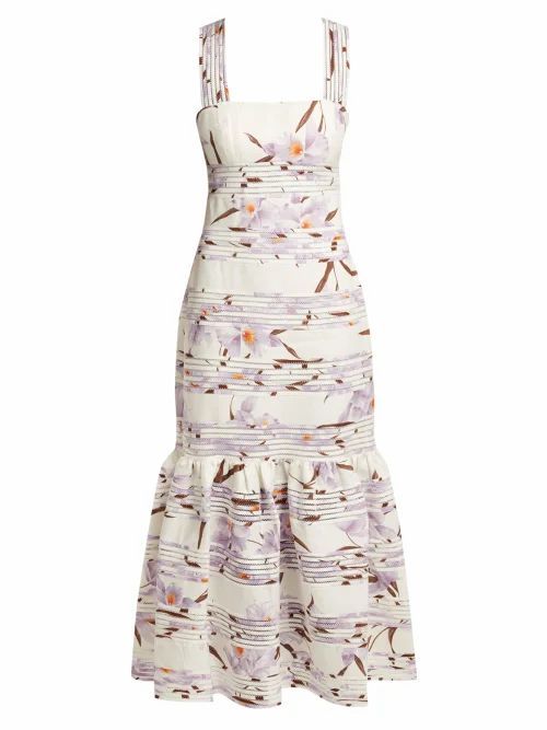 Zimmermann - Floral-patterned Linen Maxi Dress - Womens - Ivory Multi