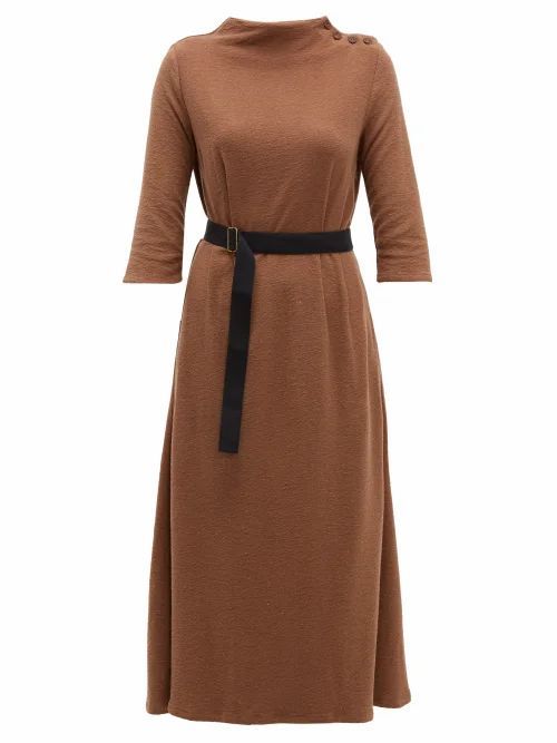 Albus Lumen - Taza Belted Cotton-blend Dress - Womens - Brown