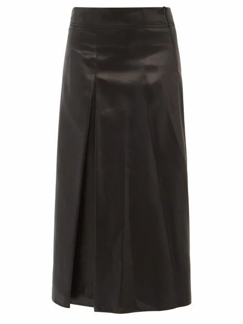 Sara Lanzi - Box-pleated Charmeuse A-line Skirt - Womens - Black