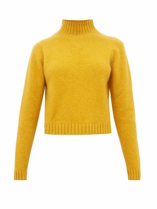 The Elder Statesman - Highland Cropped Cashmere Sweater - Womens - Yellow