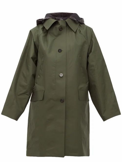 Kassl Editions - Hooded Single-breasted Raincoat - Womens - Green