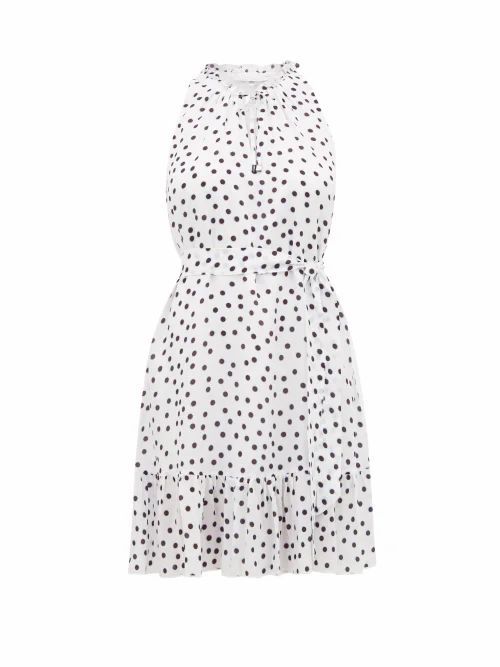 Heidi Klein - Santa Margherita Ligure Polka-dot Silk Mini Dress - Womens - White Print