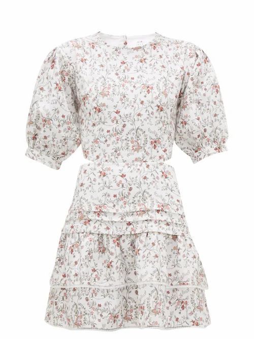 Sir - Haisley Floral-print Laced-back Linen Mini Dress - Womens - Ivory Multi
