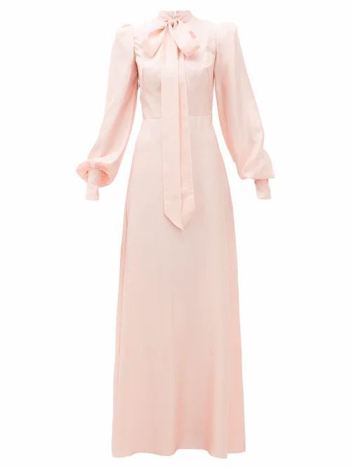 The Vampire's Wife - Pussy-bow Silk-twill Gown - Womens - Light Pink