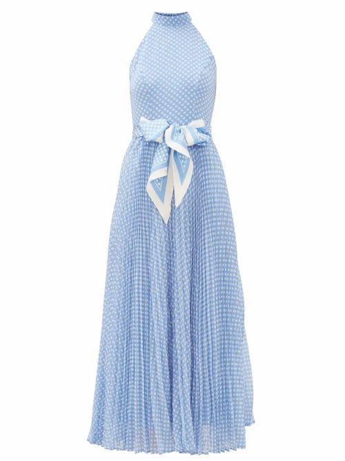 Zimmermann - Super Eight Halterneck Polka-dot Crepe Dress - Womens - Blue Print