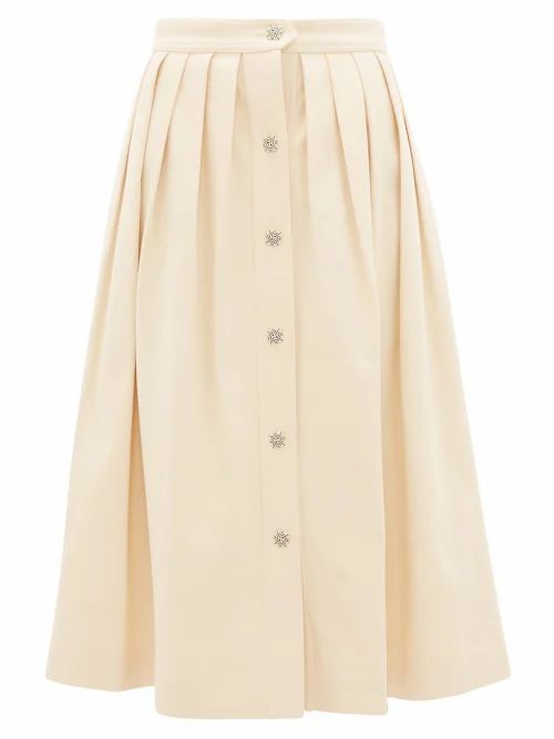 Giuliva Heritage Collection - The Giovanna Pleated Denim Skirt - Womens - Cream