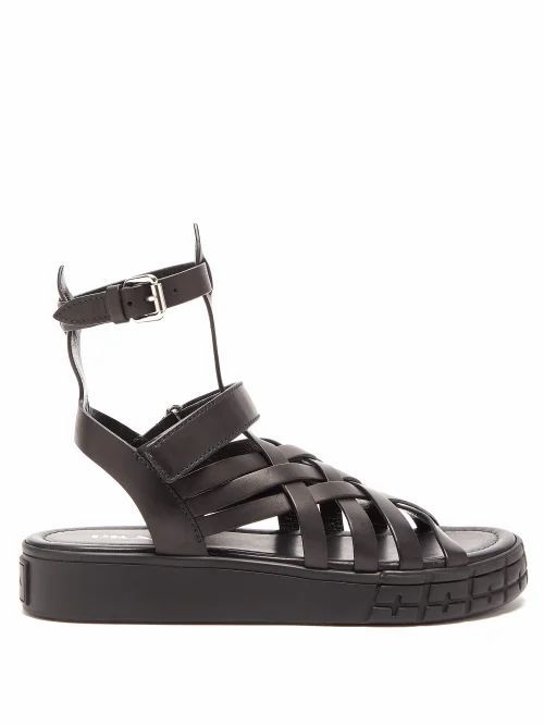 Prada - Trek Sole Leather Sandals - Womens - Black