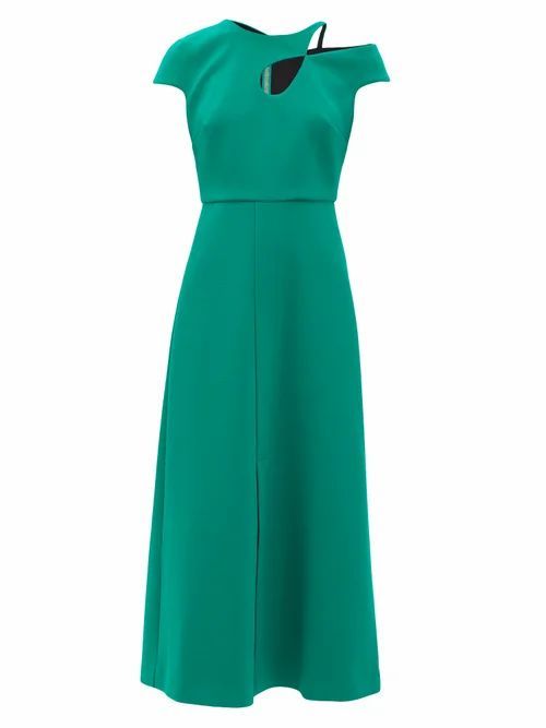 Thean Cutout Cap-sleeve Cady-crepe Dress - Womens - Green