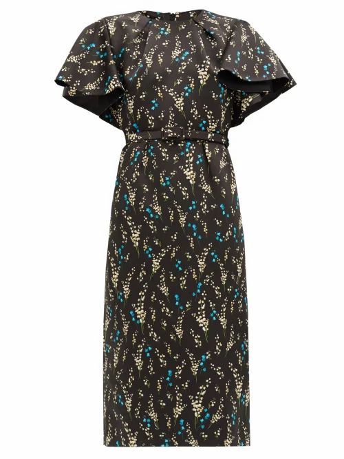 Gaia Willow Ditsy-print Silk Dress - Womens - Black Blue