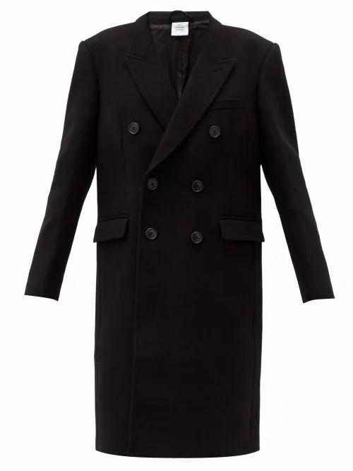 Vetements - Double-breasted Wool-blend Coat - Womens - Black