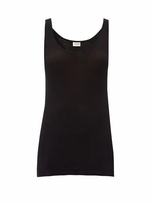 Scoop-neck Modal-blend Tank Top - Womens - Black