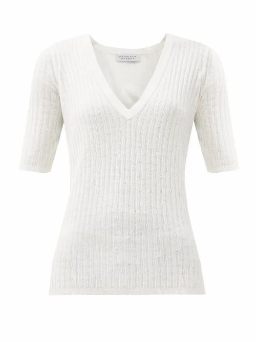 Gabriela Hearst - Carolina V-neck Cashmere-blend Sweater - Womens - Ivory