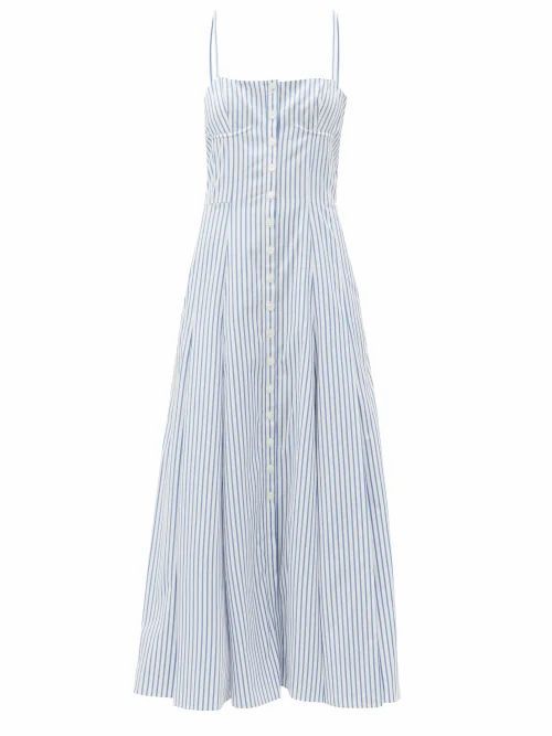Gabriela Hearst - Prudence Striped Cotton Dress - Womens - Blue White