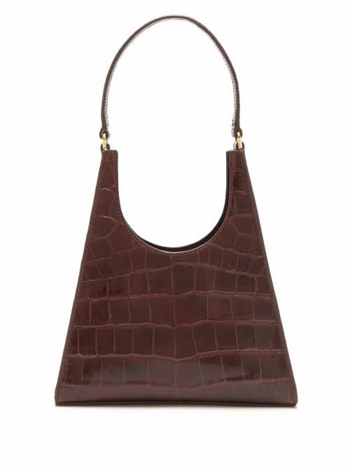 Staud - Rey Crocodile-effect Leather Handbag - Womens - Brown