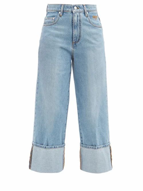 MSGM - Cropped Turn-up Wide-leg Jeans - Womens - Denim