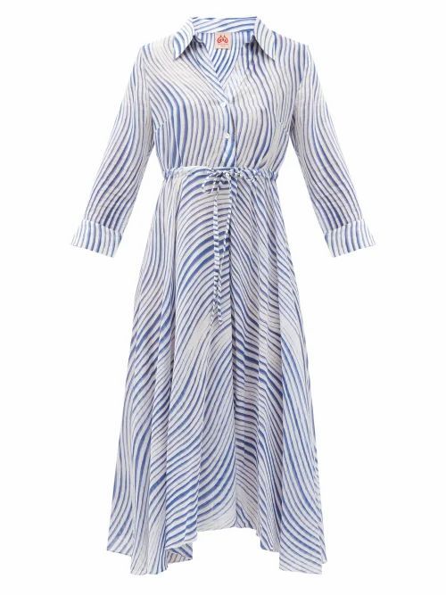 Le Sirenuse, Positano - Lucy Wind-print Cotton Midi Shirt Dress - Womens - Blue Print