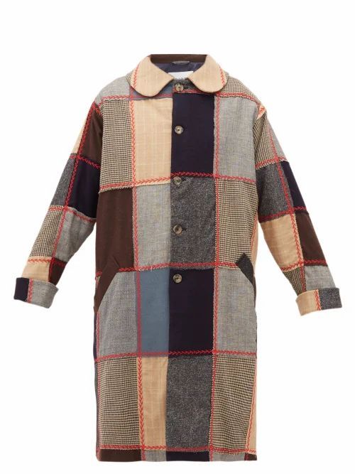 Bode - Topstitched Patchwork Wool Coat - Womens - Multi