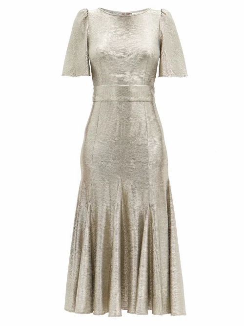 Goat - Kordelia Butterfly-sleeve Metallic Jersey Dress - Womens - Silver