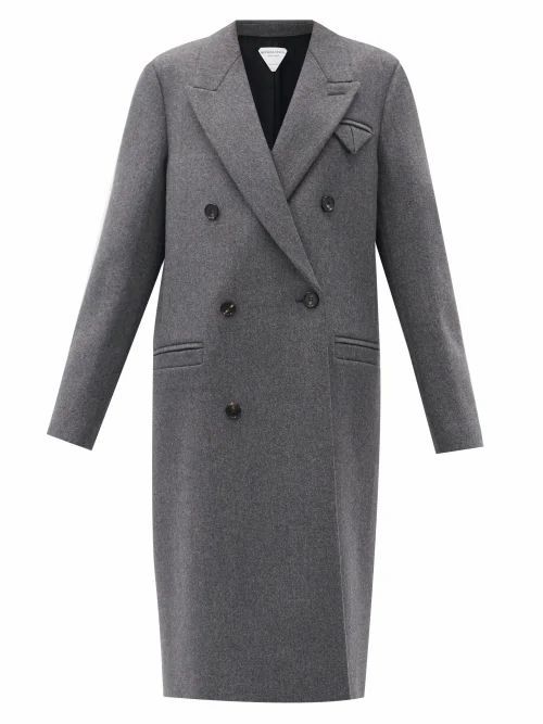 Bottega Veneta - Longline Double-breasted Wool Coat - Womens - Grey