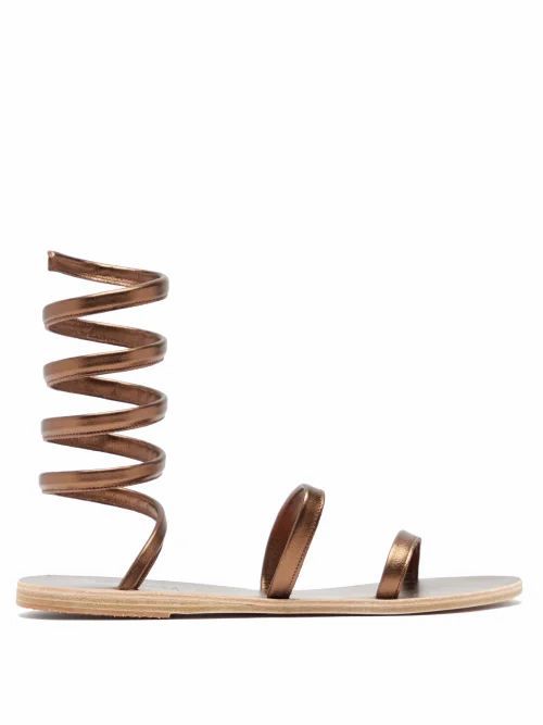 Ancient Greek Sandals - Offis Spiral-strap Metallic-leather Sandals - Womens - Bronze