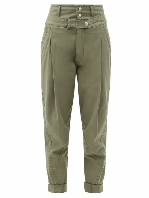 High-rise Cotton Military Trousers - Womens - Khaki