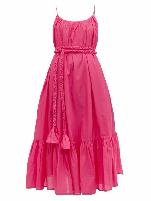 Rhode - Lea Tiered Cotton-voile Dress - Womens - Pink